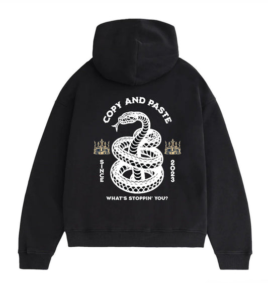 "What's Stoppin' You?" Hoodie Washed Black